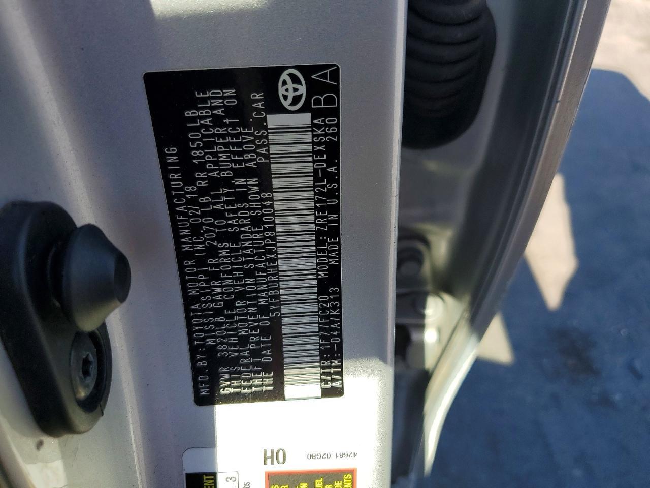 2018 TOYOTA COROLLA