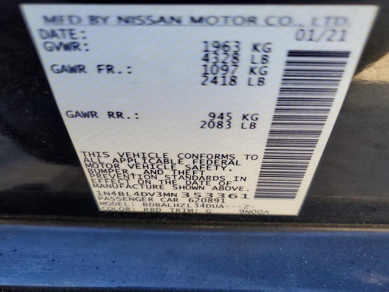 2021 NISSAN ALTIMA