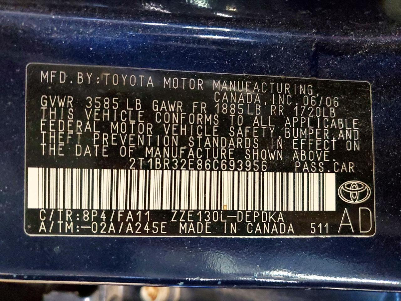 2006 TOYOTA COROLLA