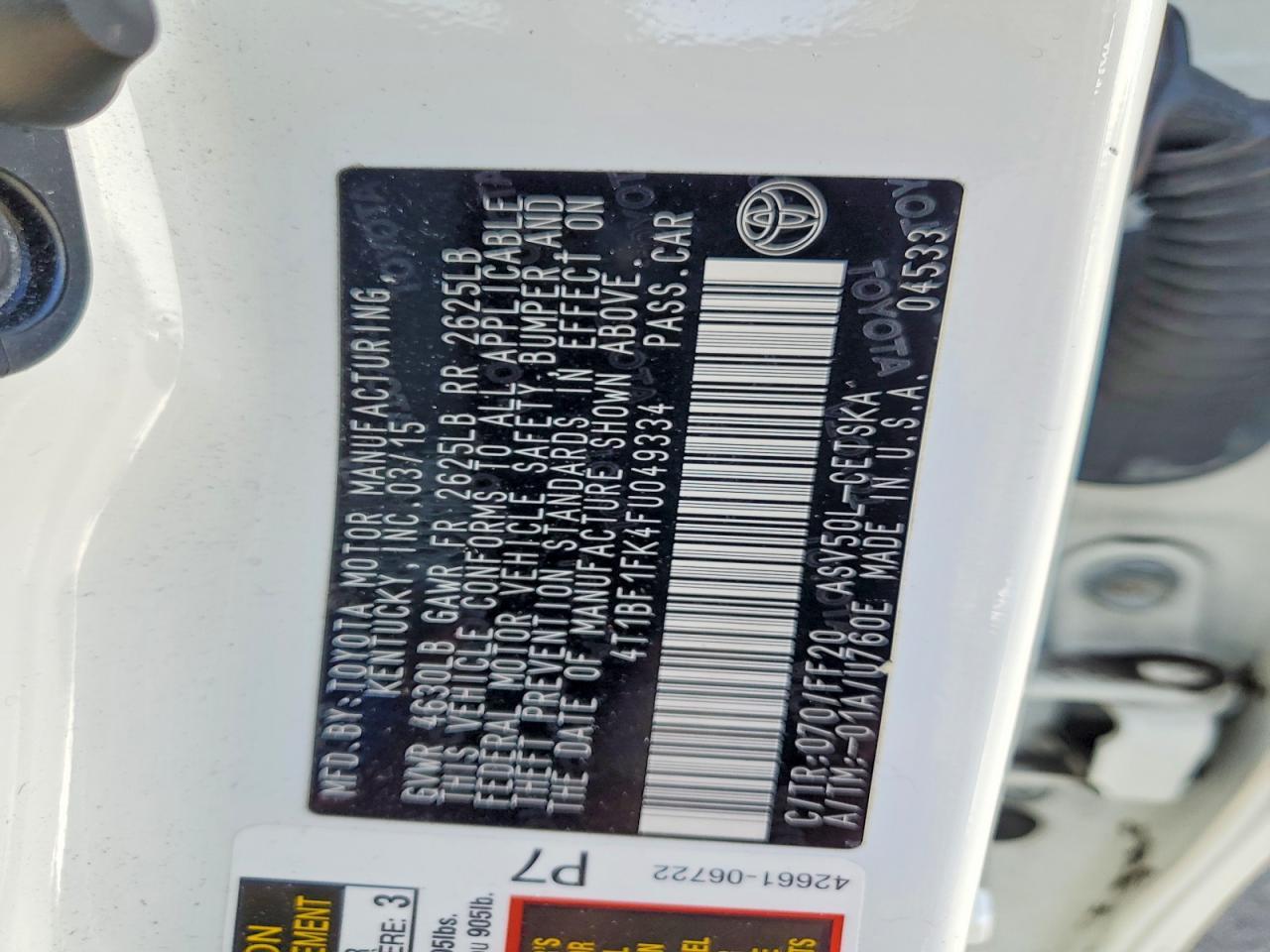 2015 TOYOTA CAMRY