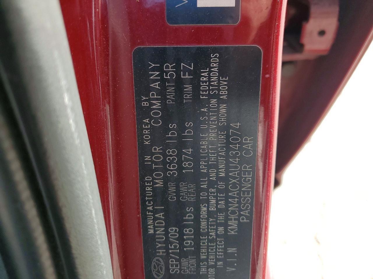 2010 HYUNDAI ACCENT