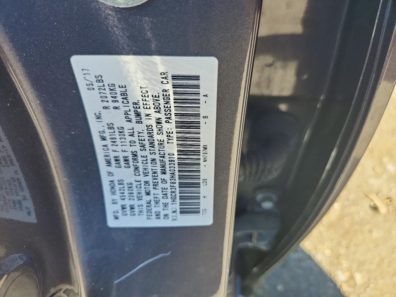 2017 HONDA ACCORD