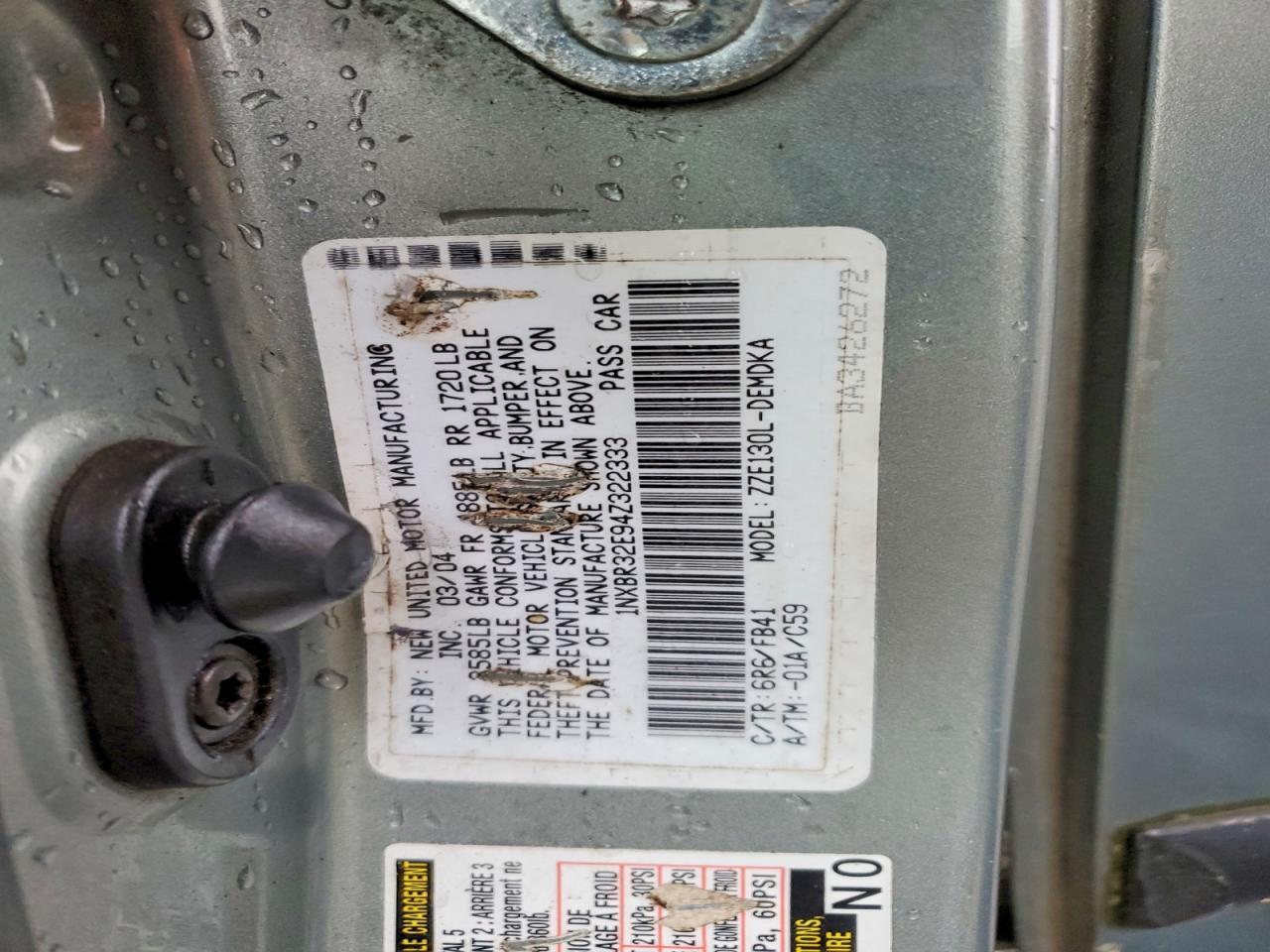 2004 TOYOTA COROLLA