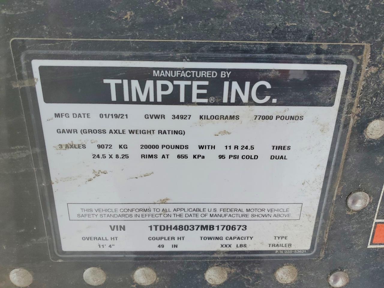 2021 Timpte Hopper Trl