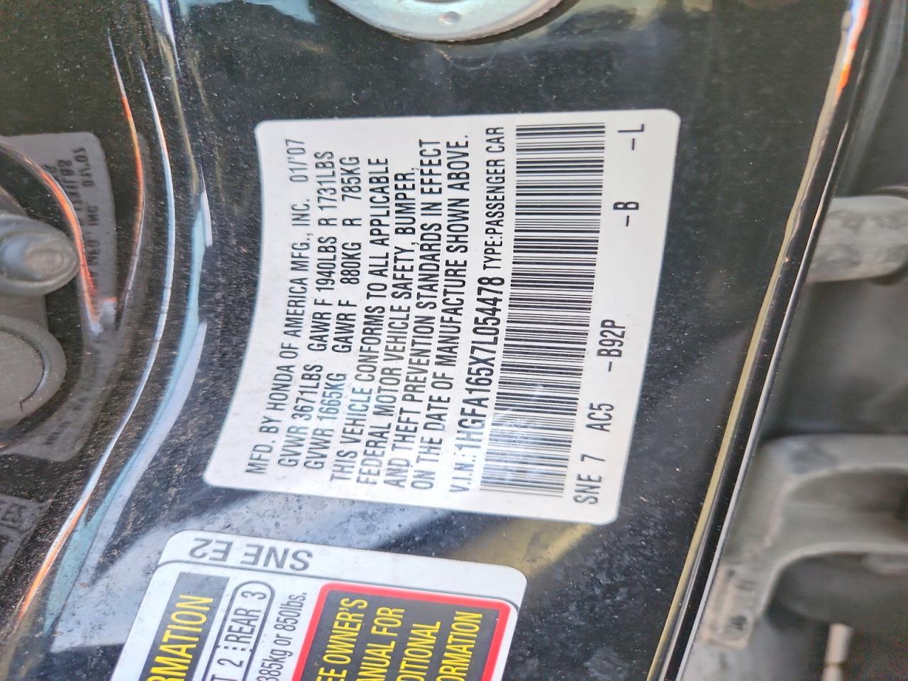 2007 HONDA CIVIC