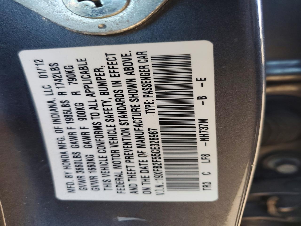 2012 HONDA CIVIC