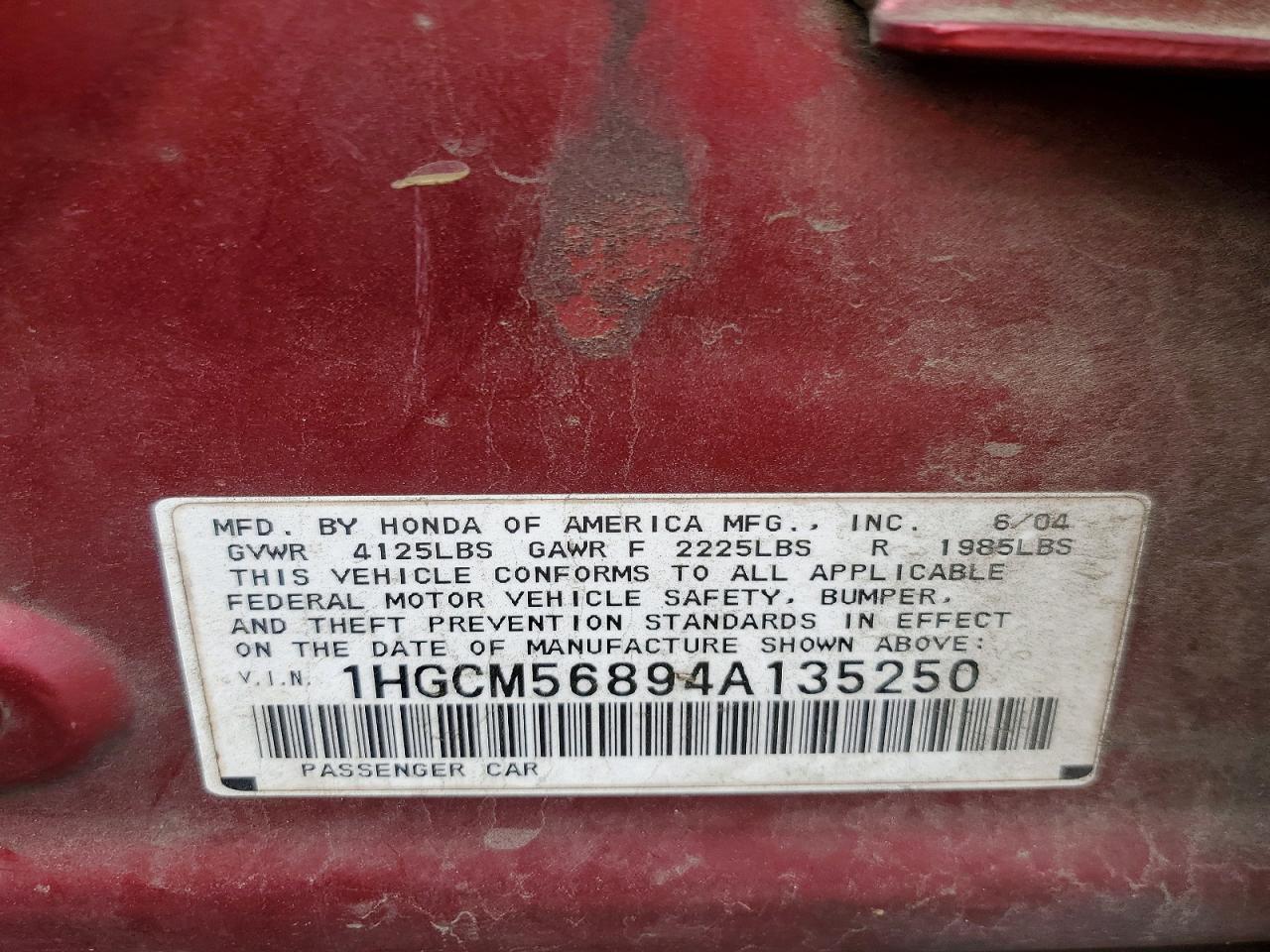 2004 HONDA ACCORD