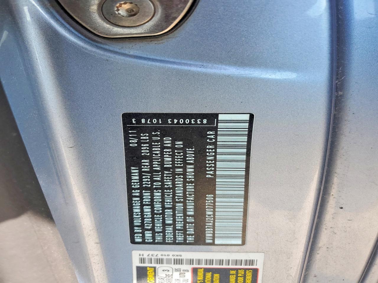 2012 VOLKSWAGEN GOLF