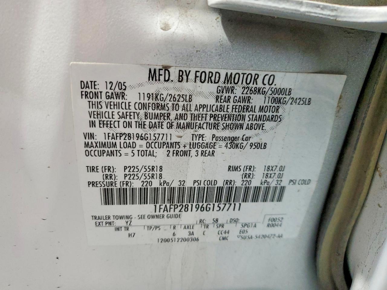 2006 FORD Five Hundred