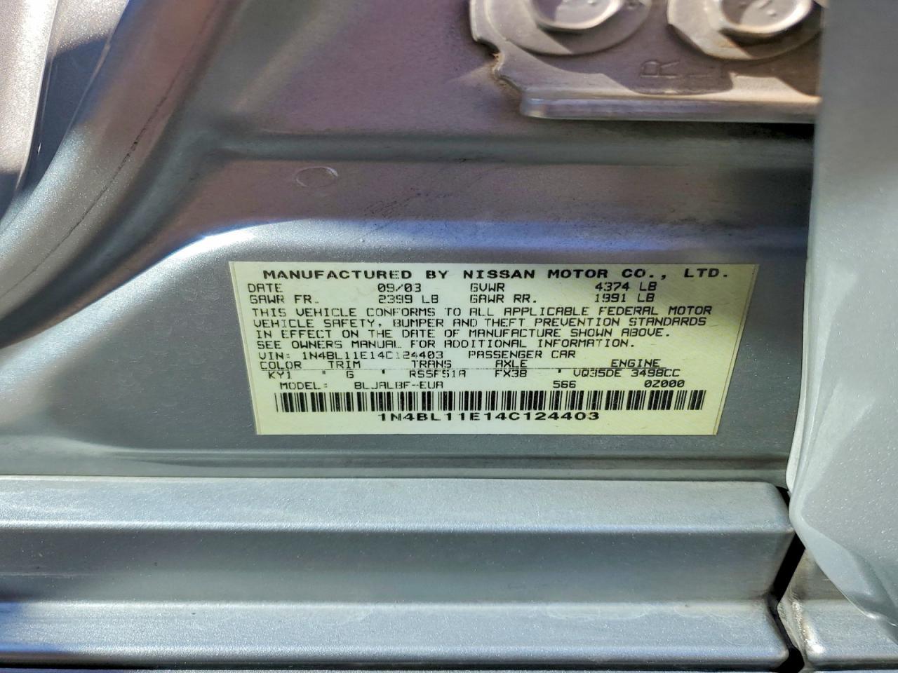 2004 NISSAN ALTIMA