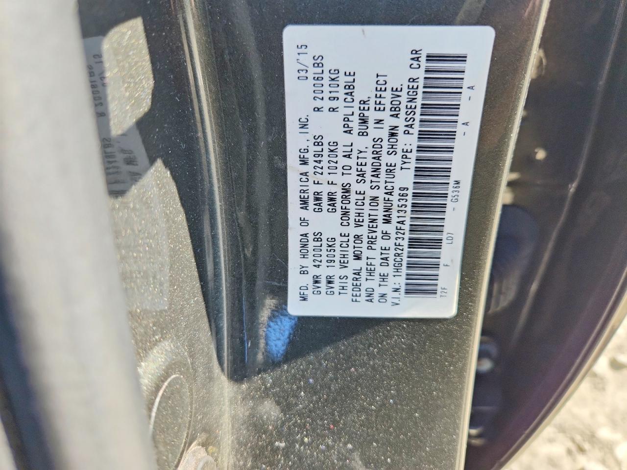 2015 HONDA ACCORD
