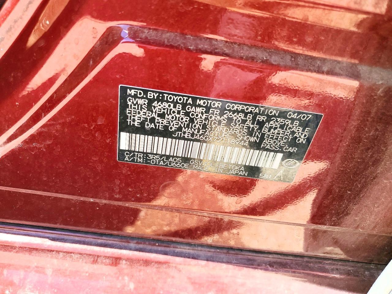 2007 LEXUS ES 350