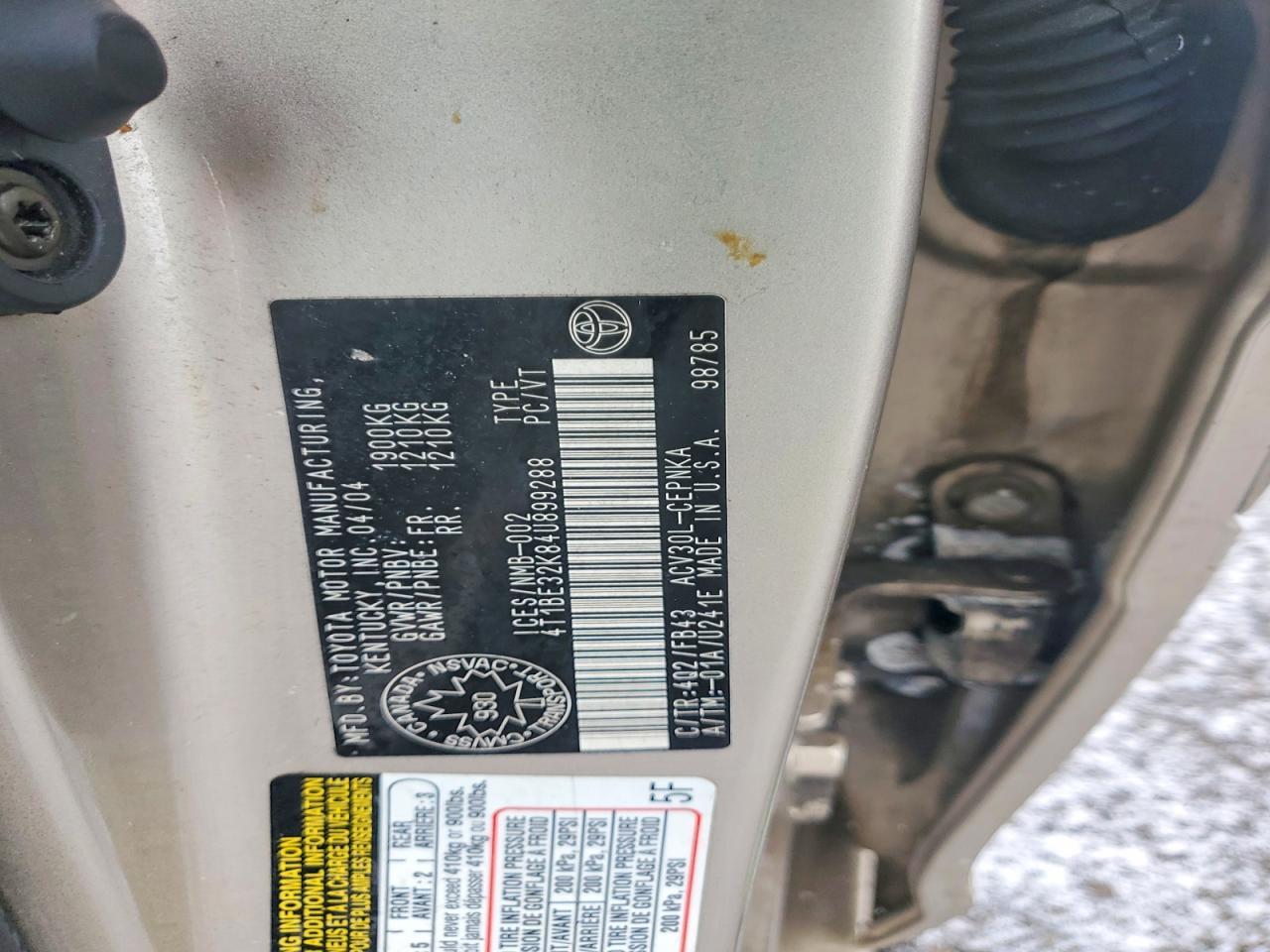 2004 TOYOTA CAMRY