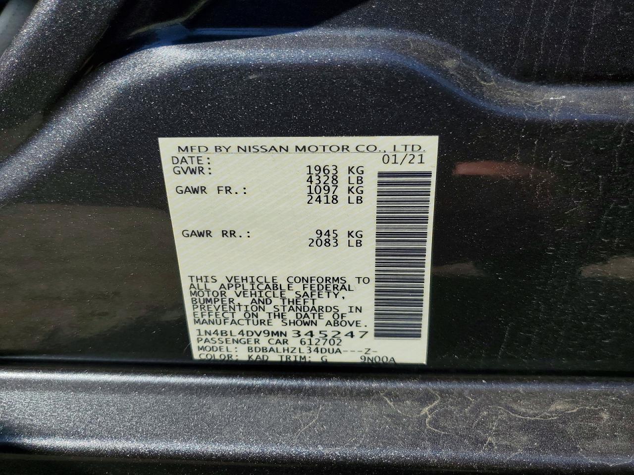 2021 NISSAN ALTIMA