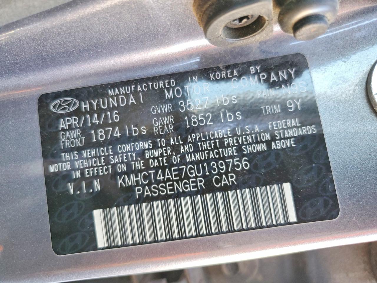 2016 HYUNDAI ACCENT