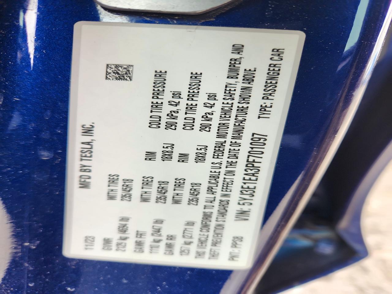 2023 TESLA MODEL 3
