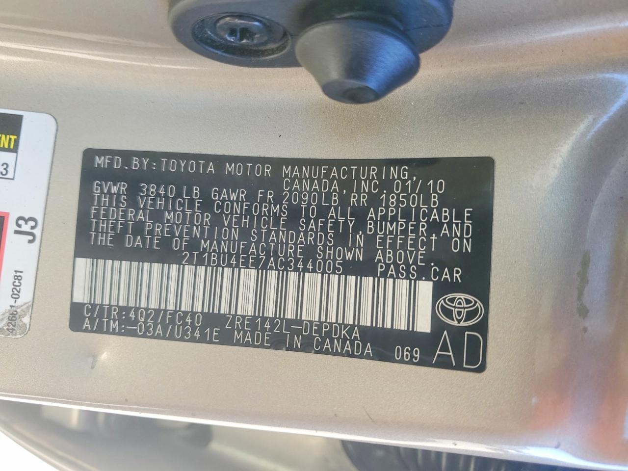2010 TOYOTA COROLLA