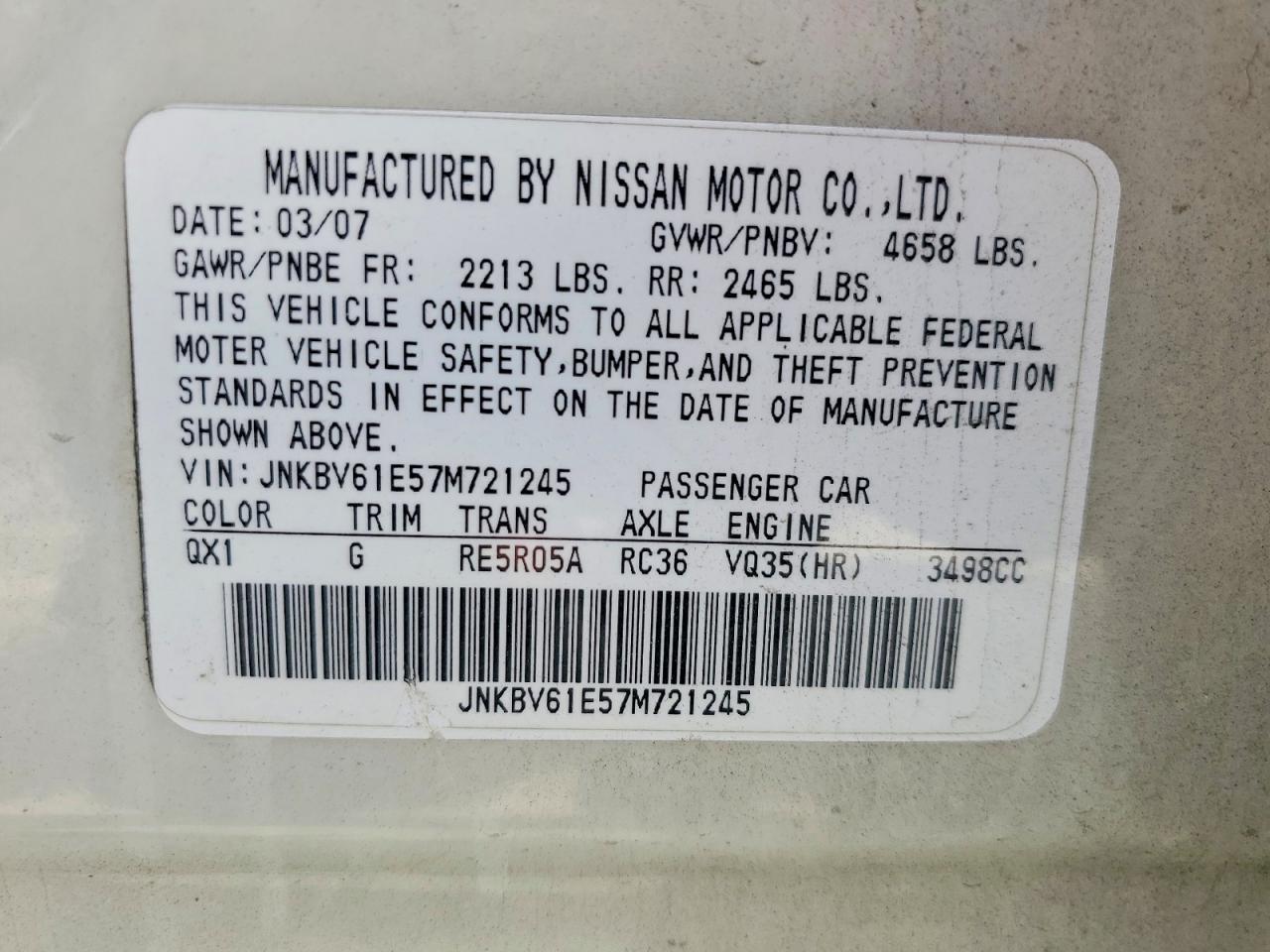 2007 INFINITI G35