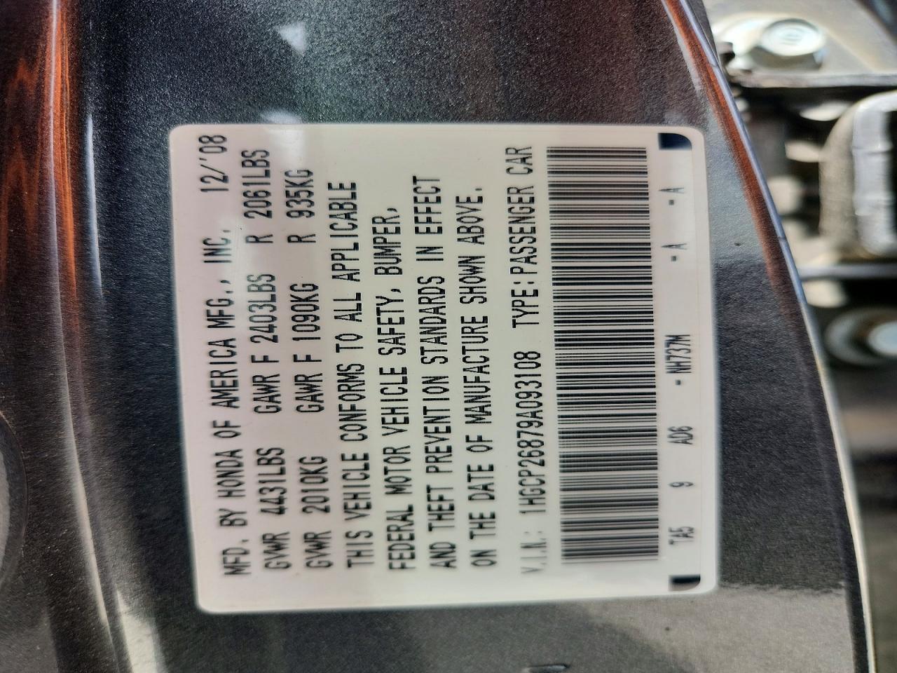 2009 HONDA ACCORD