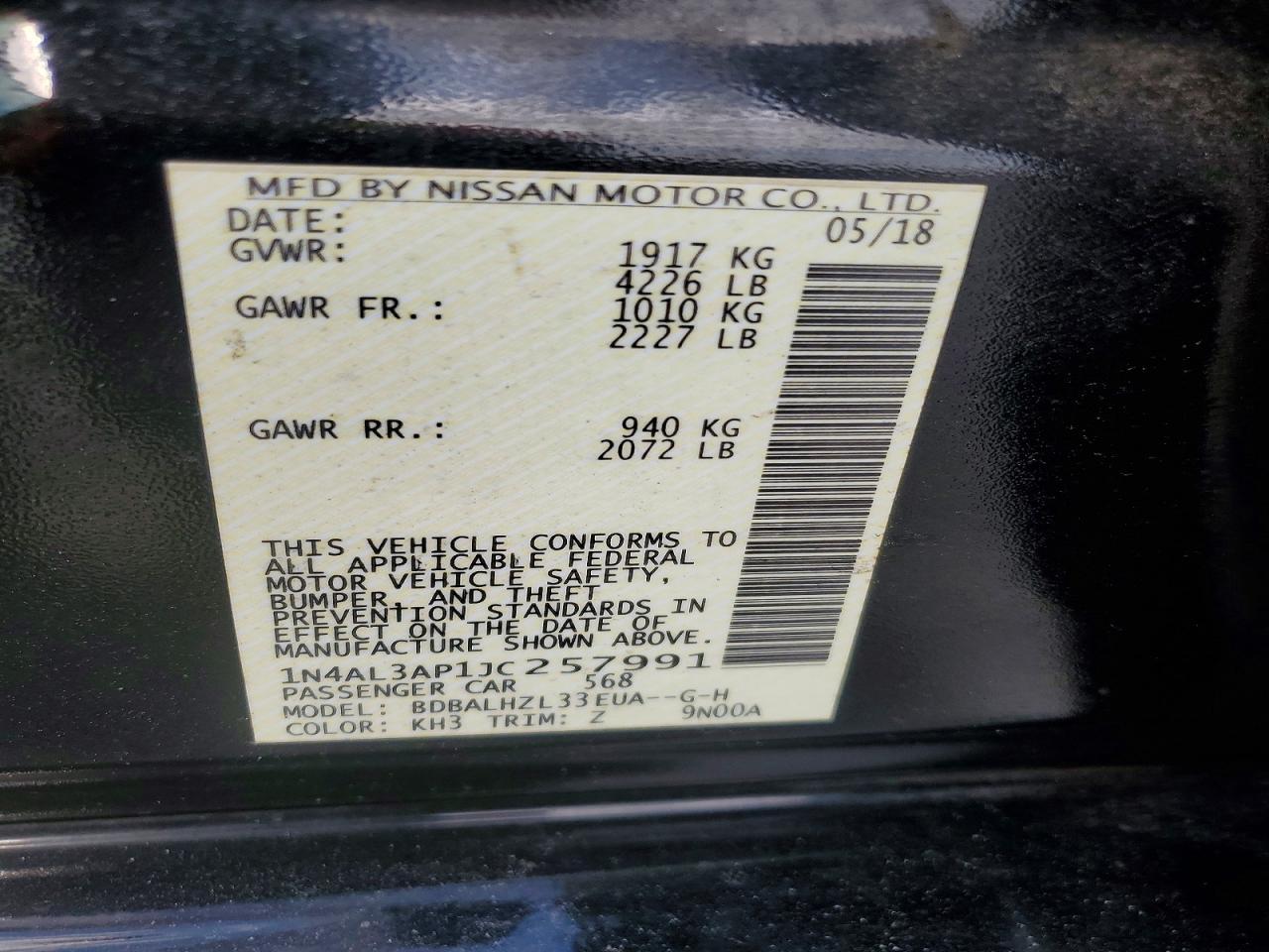 2018 NISSAN ALTIMA