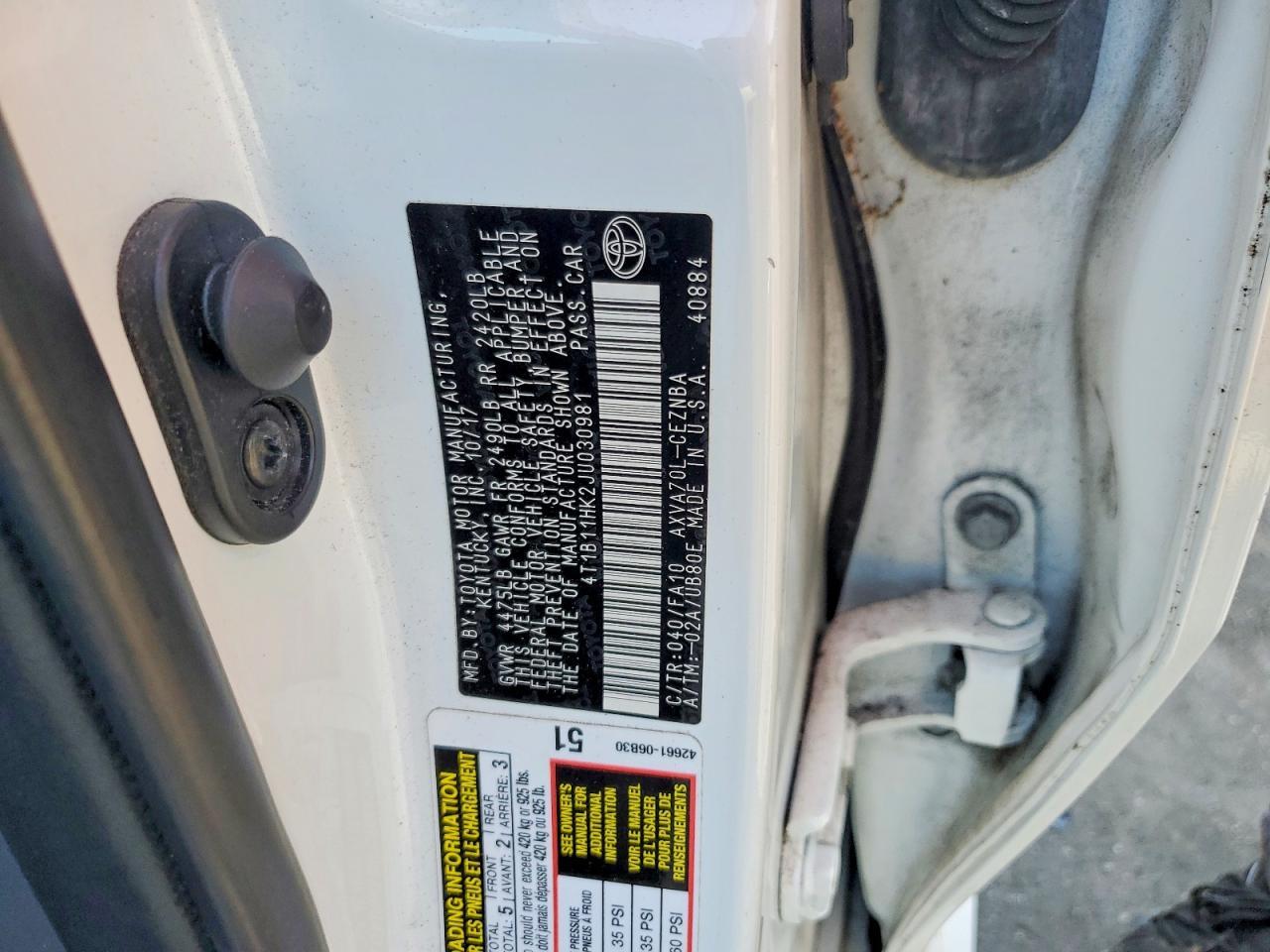 2018 TOYOTA CAMRY