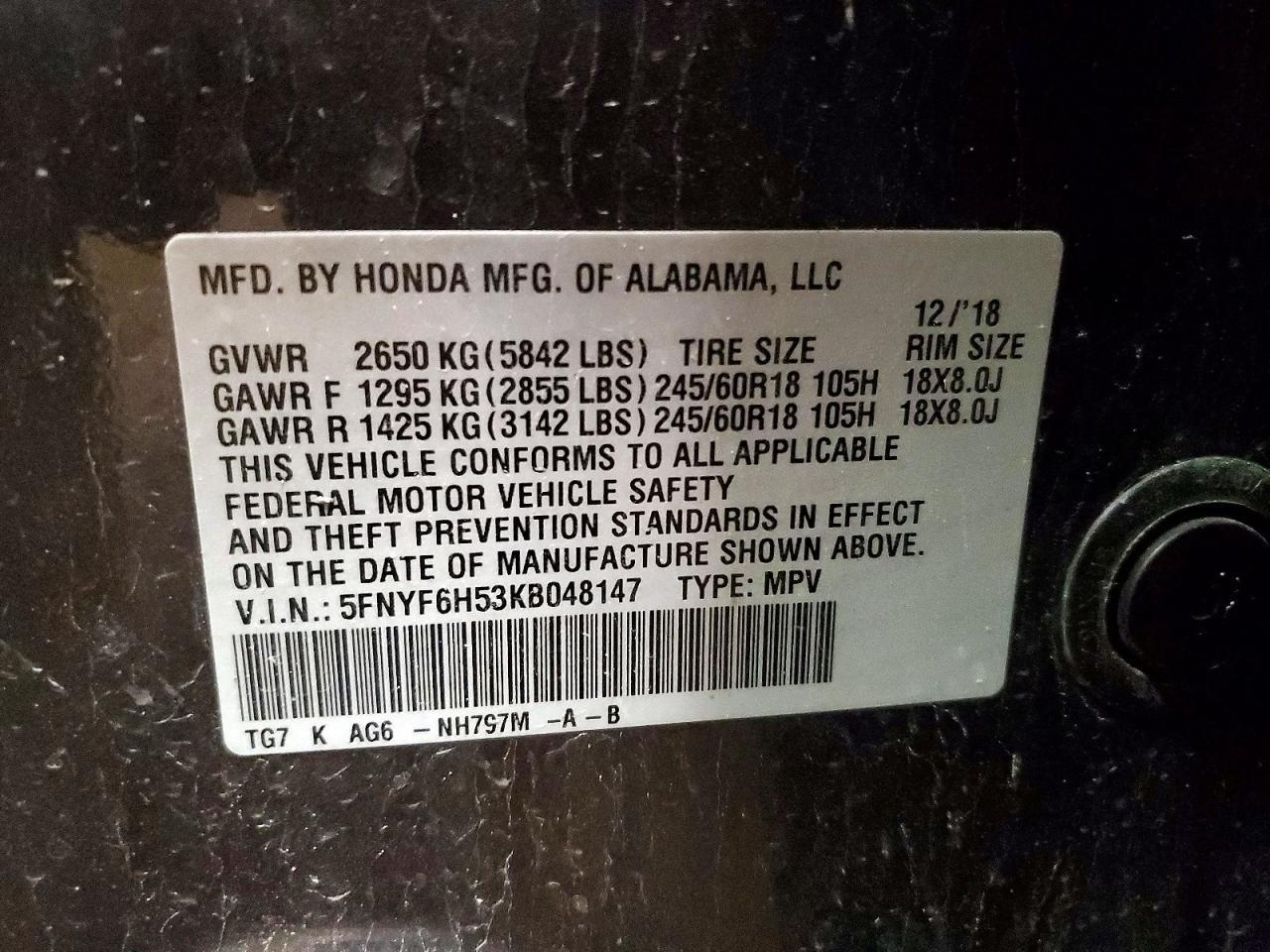 2019 HONDA PILOT