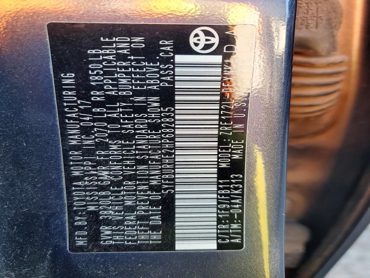 2017 TOYOTA COROLLA