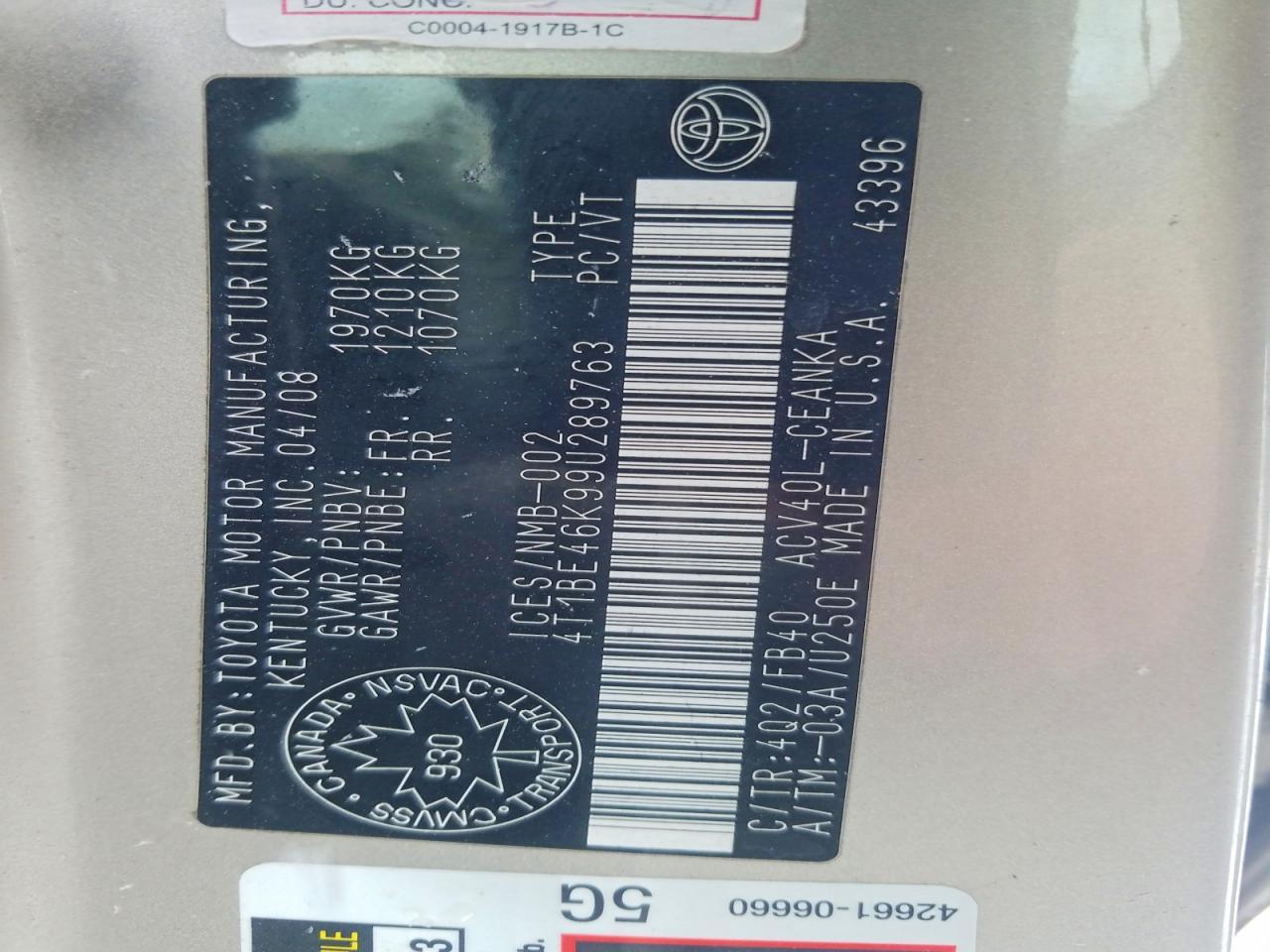 2009 TOYOTA CAMRY