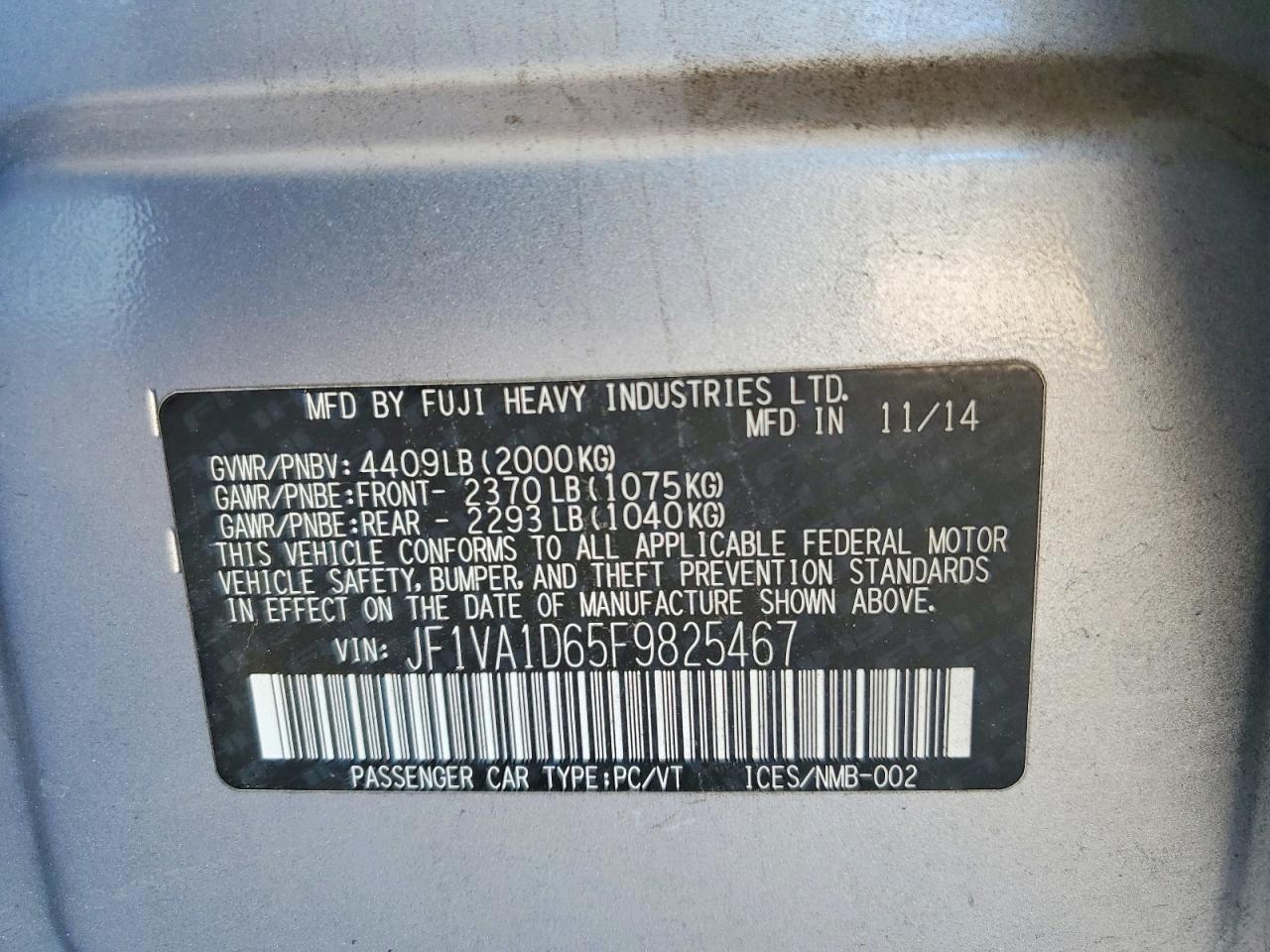 2015 SUBARU WRX