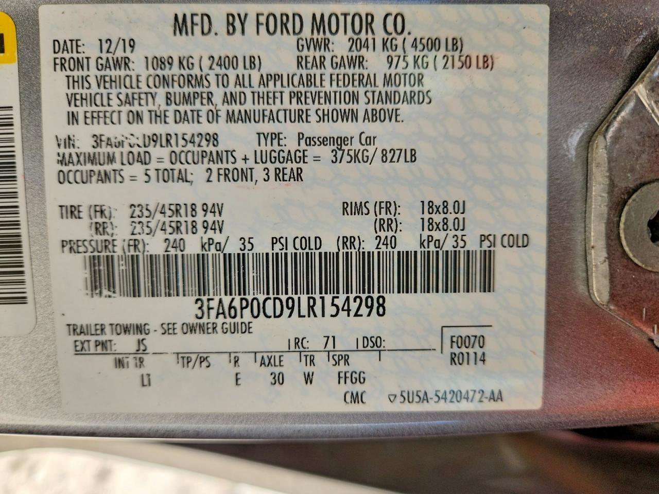 2020 FORD FUSION