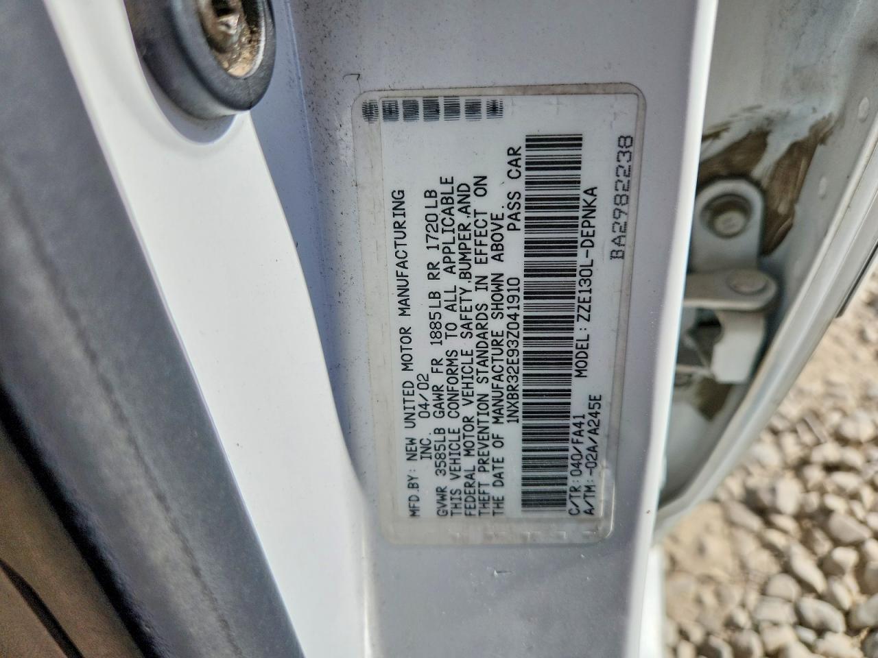 2003 TOYOTA COROLLA
