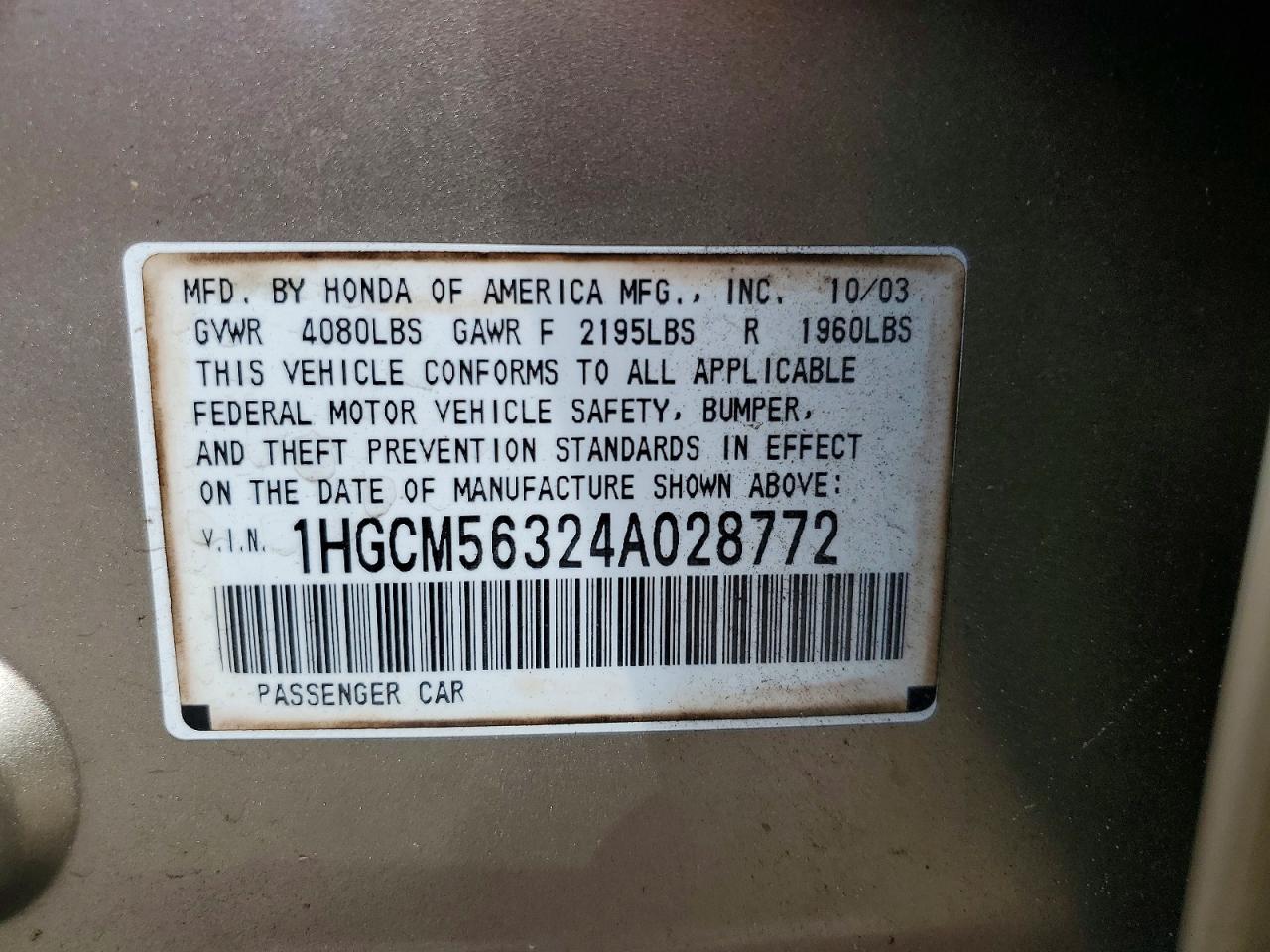 2004 HONDA ACCORD