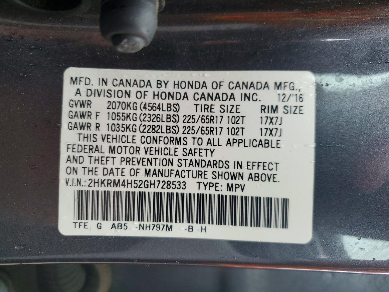 2016 HONDA CR-V