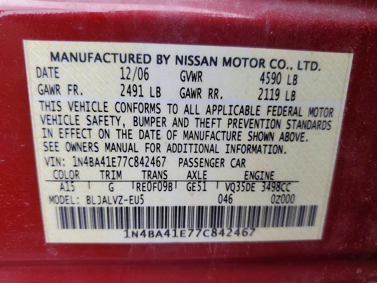 2007 NISSAN Maxima