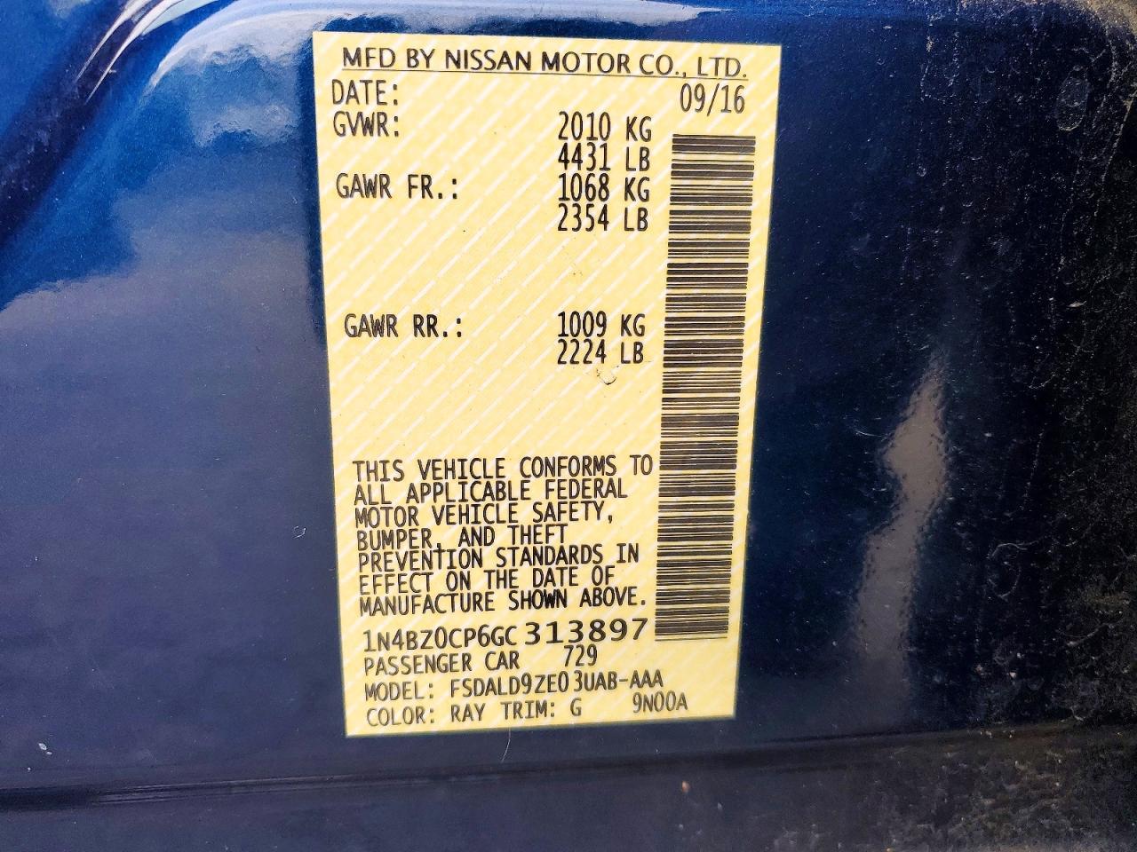 2016 NISSAN LEAF