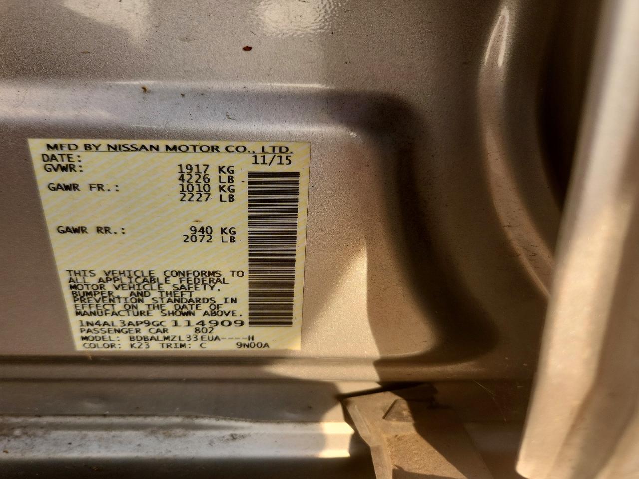 2016 NISSAN ALTIMA