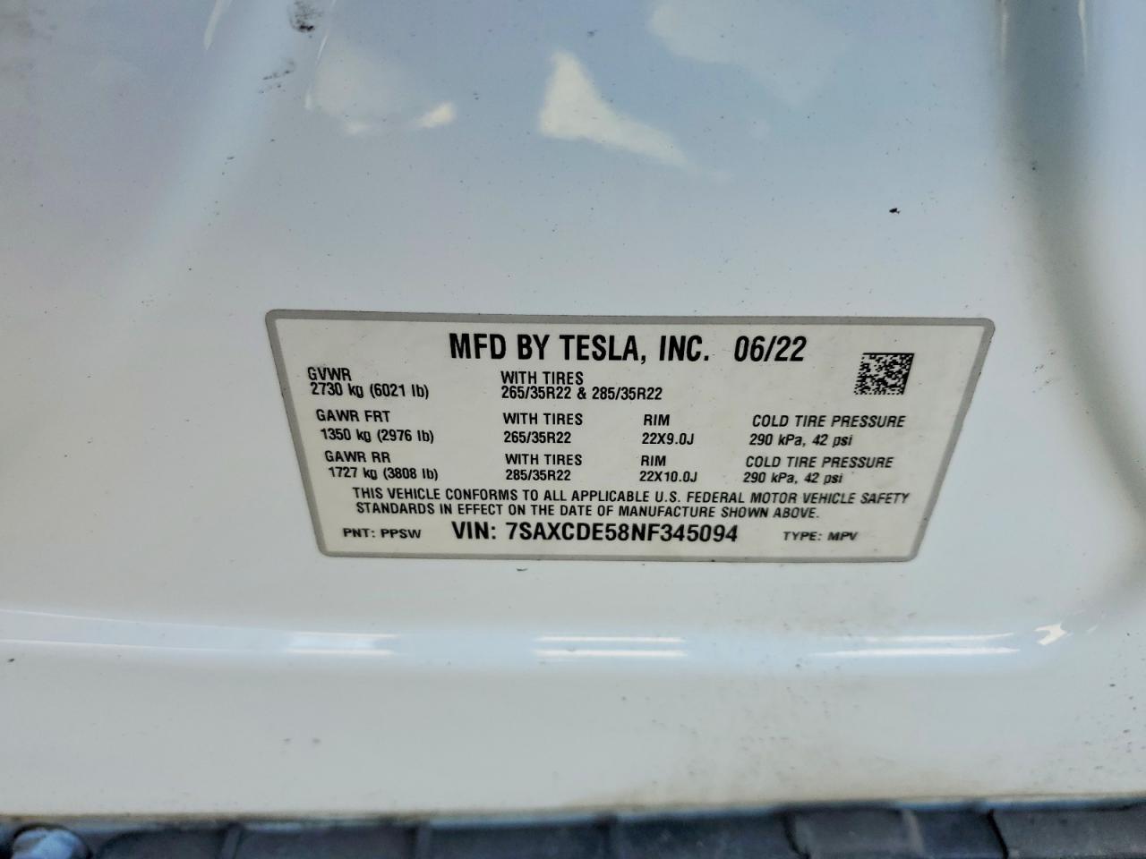 2022 TESLA MODEL X