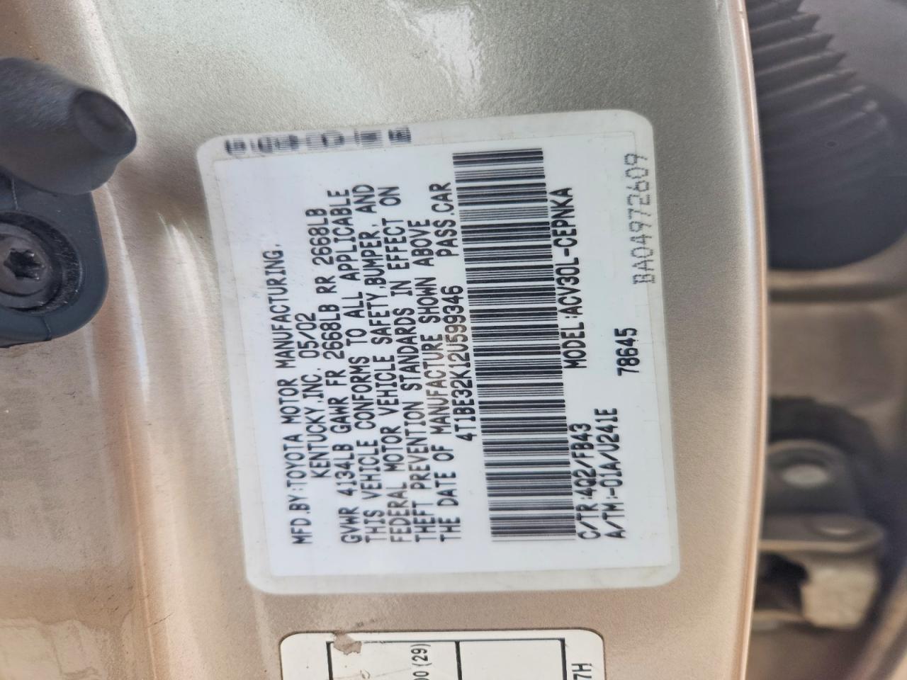 2002 TOYOTA CAMRY