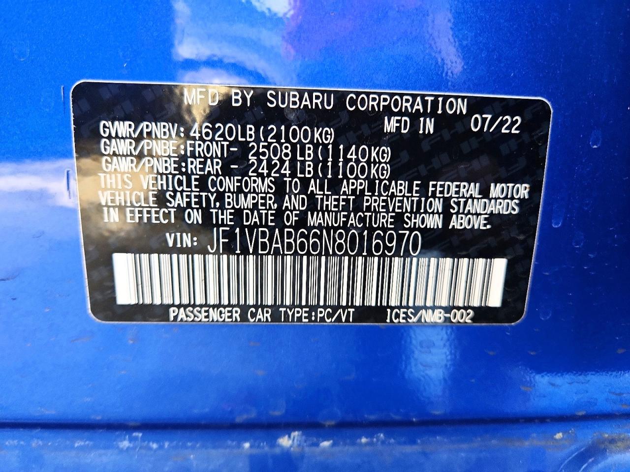 2022 SUBARU WRX