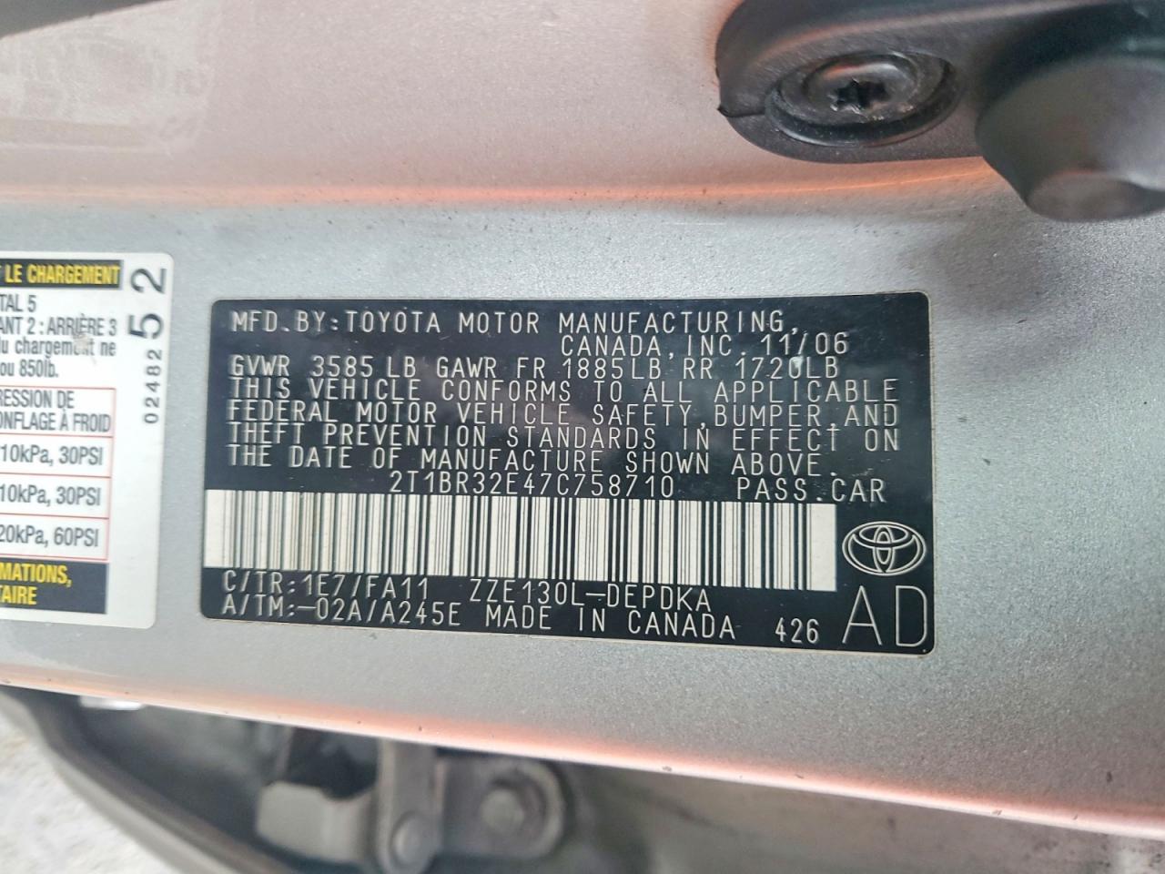 2007 TOYOTA COROLLA