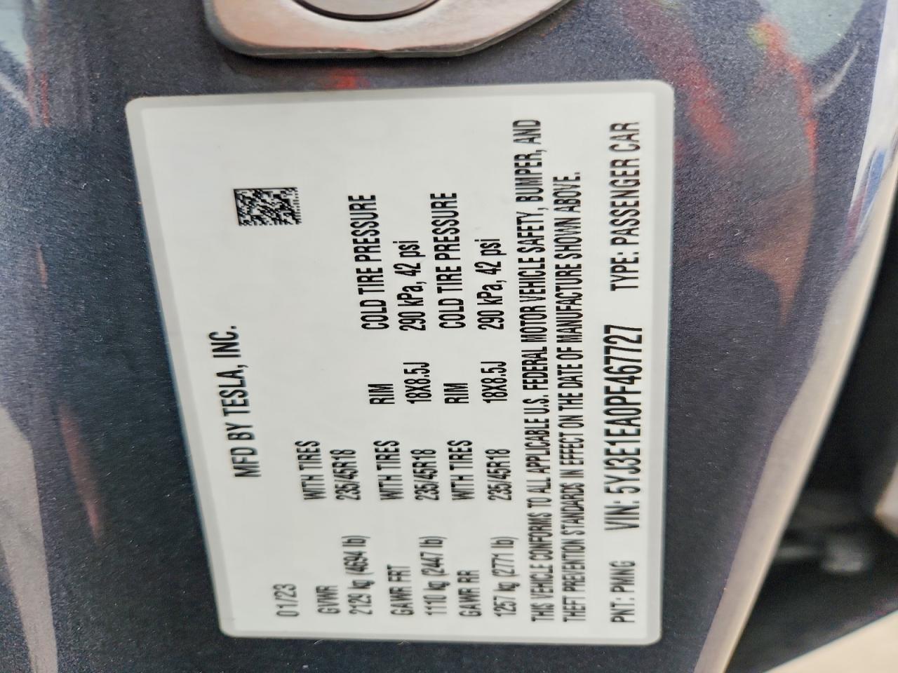 2023 TESLA MODEL 3