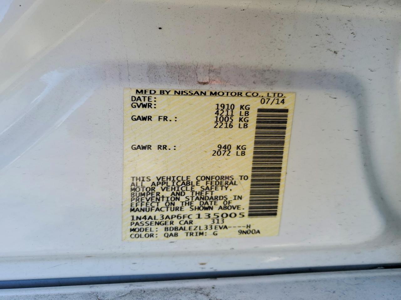 2015 NISSAN ALTIMA