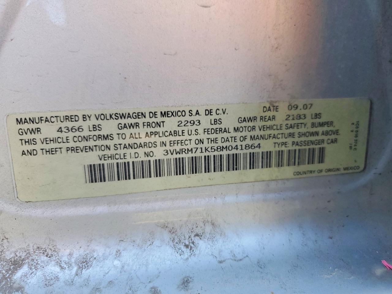 2008 VOLKSWAGEN JETTA