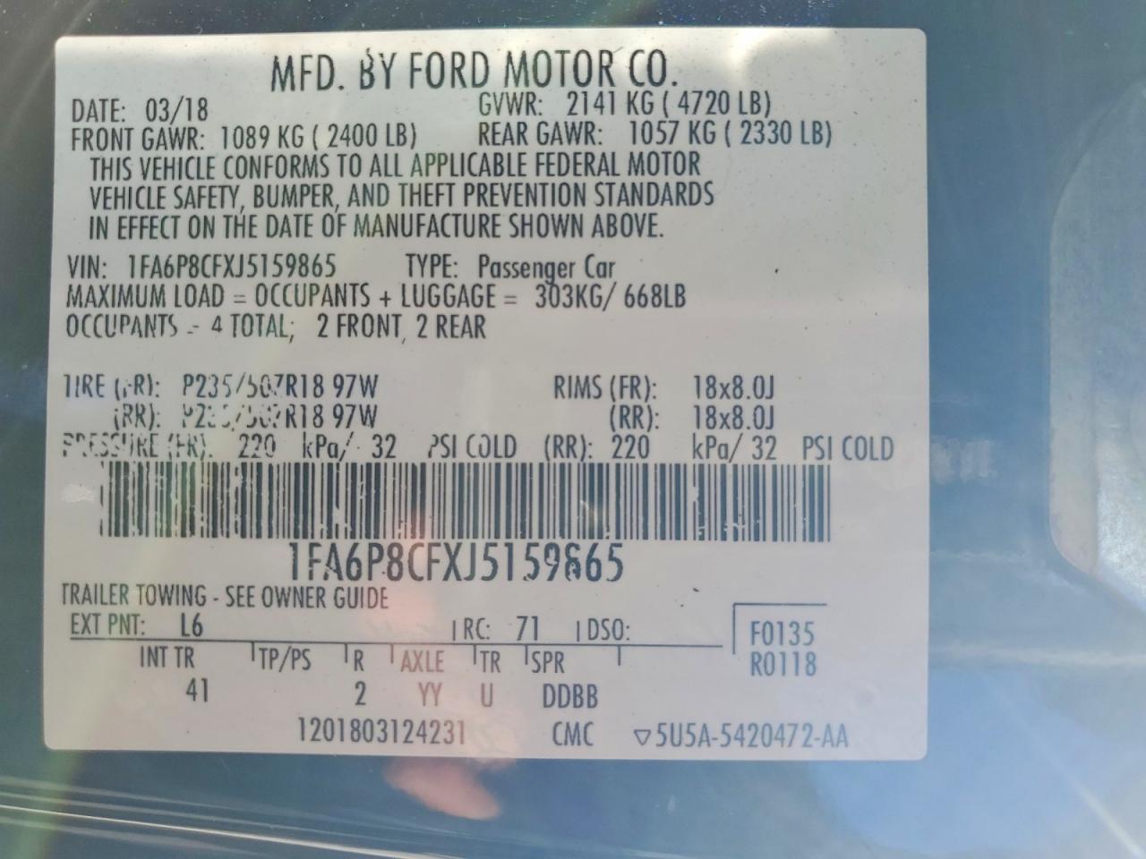2018 FORD MUSTANG