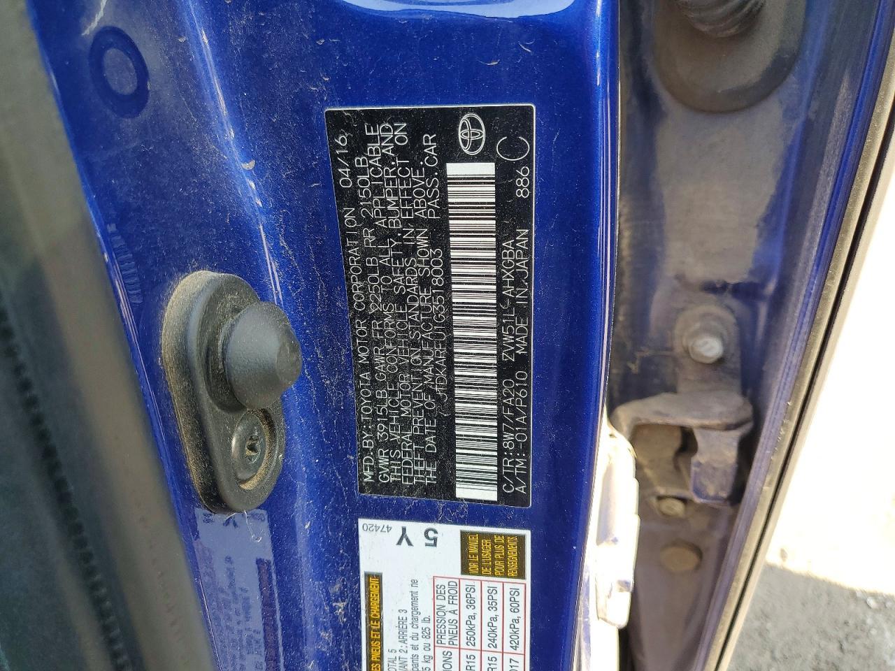 2016 TOYOTA PRIUS