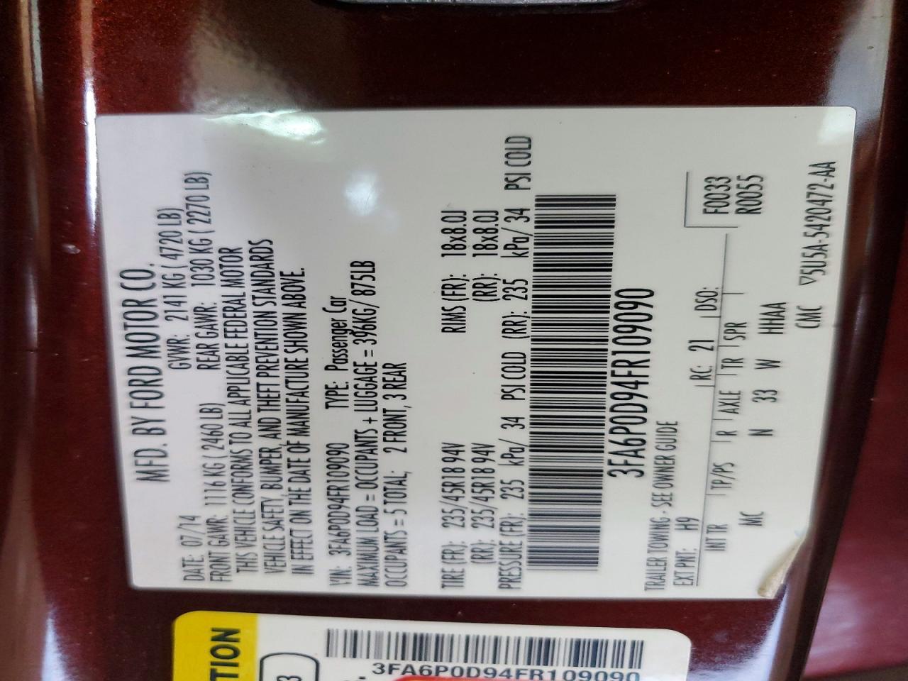 2015 FORD FUSION
