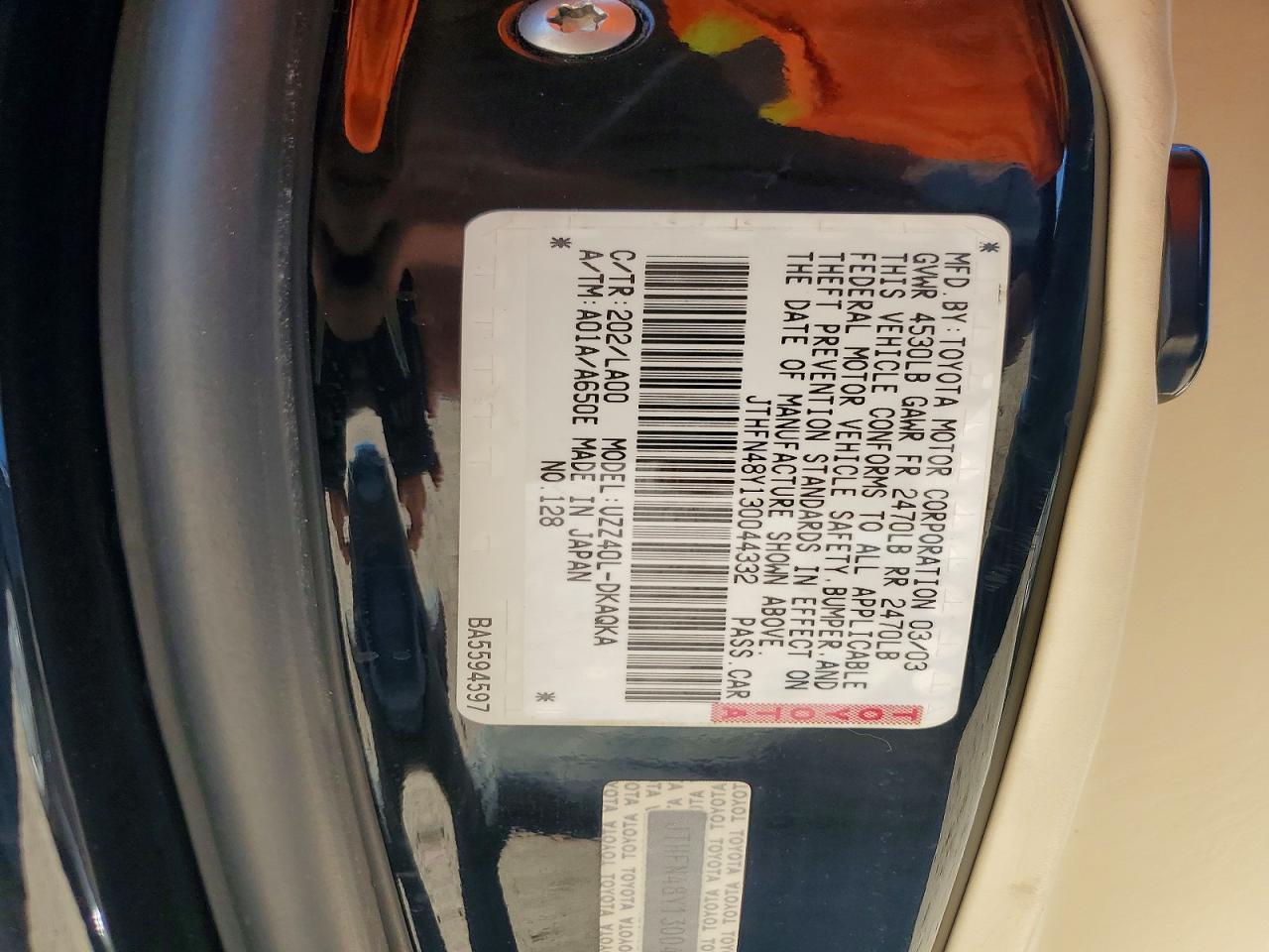 2003 LEXUS SC 430