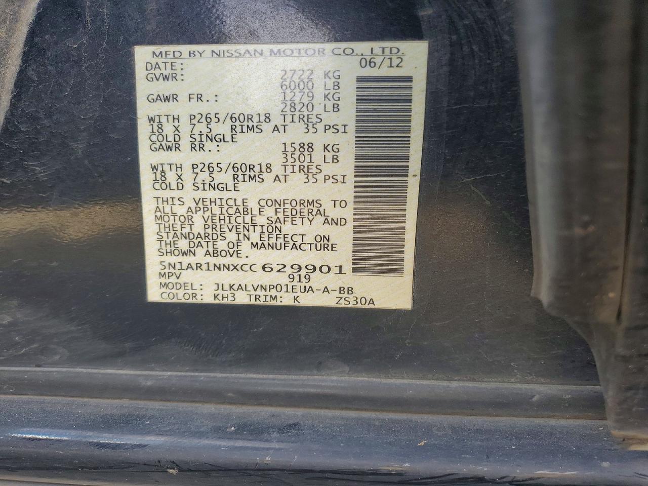 2012 NISSAN PATHFINDER