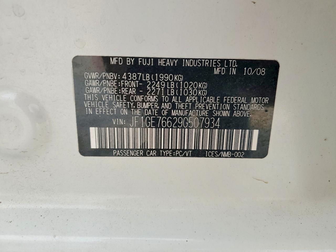 2009 SUBARU IMPREZA