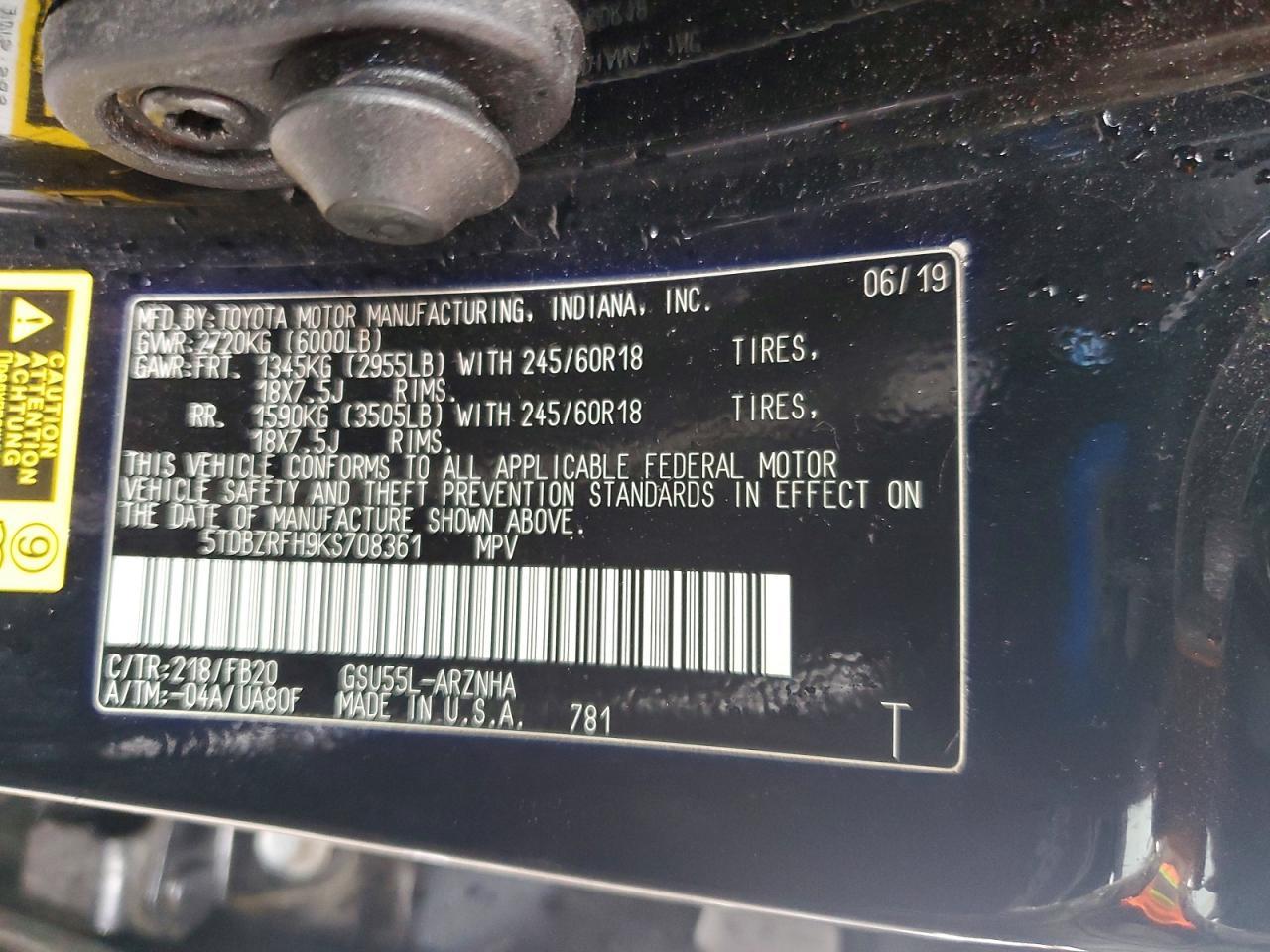 2019 TOYOTA HIGHLANDER